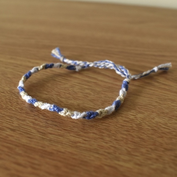 Handmade Jewelry - 10/$25 Blue Cream Rope Woven Bracelet